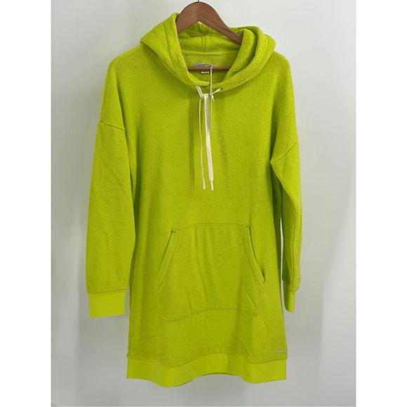 Outerknown Dress Hightide Women’s Size Small Neon Green Yellow Hooded Terry New‎ - Picture 1 of 14